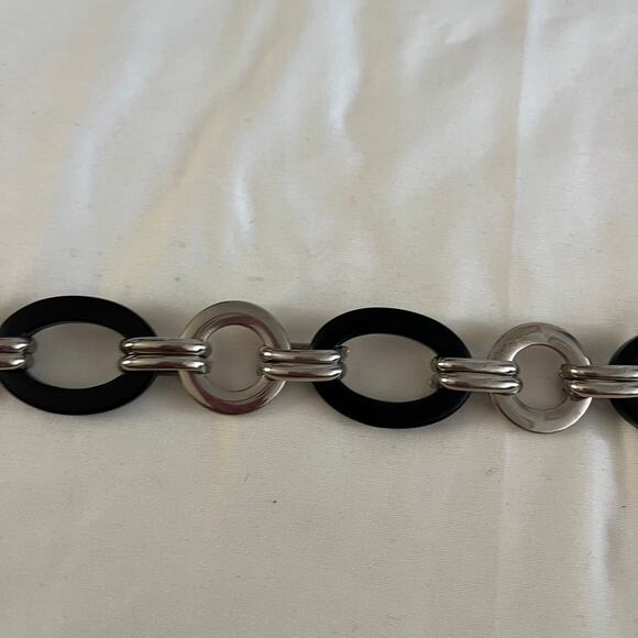 Silver Black Chain Belt Sz M/L Gothic Punk Skater Emo Grunge - Picture 4 of 6